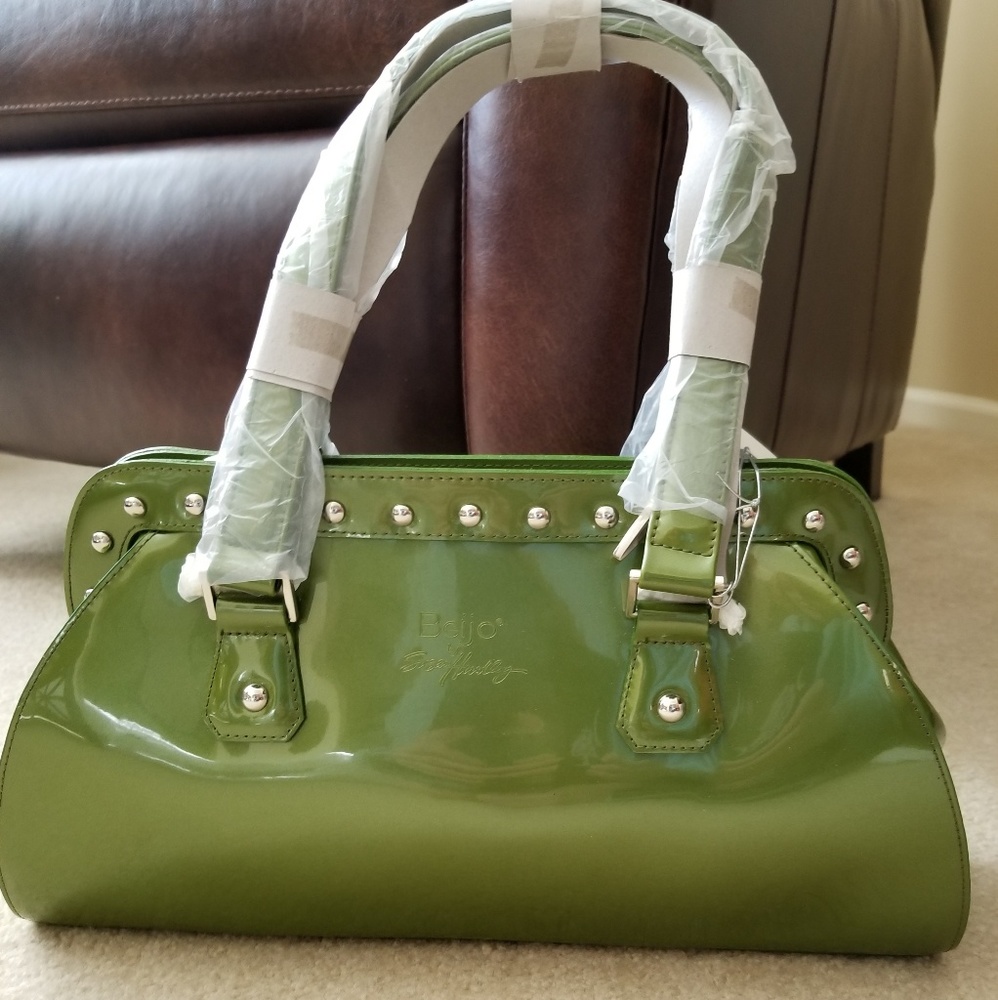 NWT Beijo handbag Moss Green studded